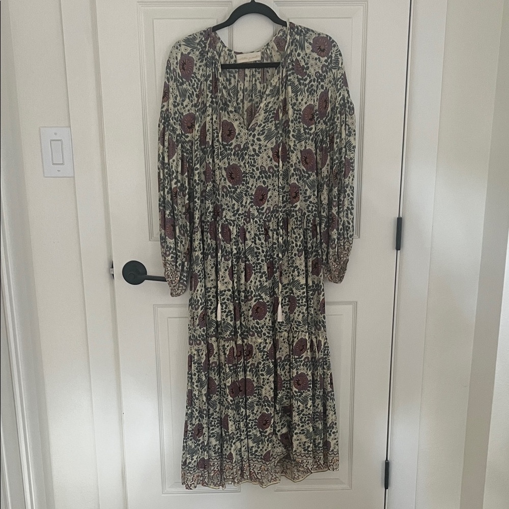 Natalie Martin Long Sleeve Dress in Cream and Brown Floral